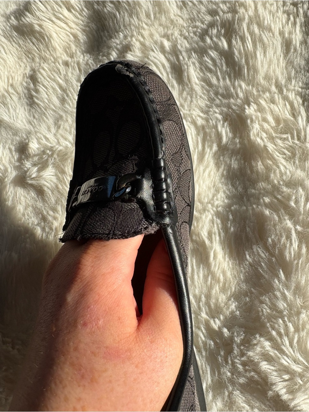 Coach Black Signature Jacquard Metal-Bit Loafers - Picture 7 of 11